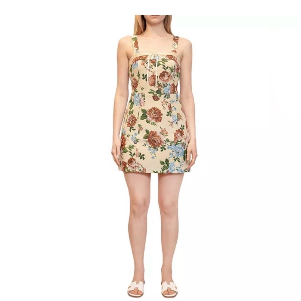 Dylan Ryan Juniors' Floral-Print Lace-Up A-Line Dress